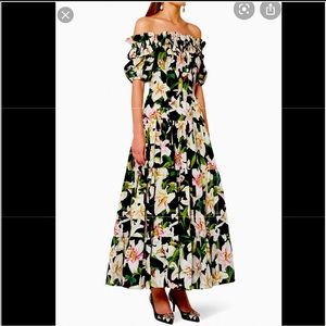 Dolce&Gabbana Black Lily poplin off-shoulder dress